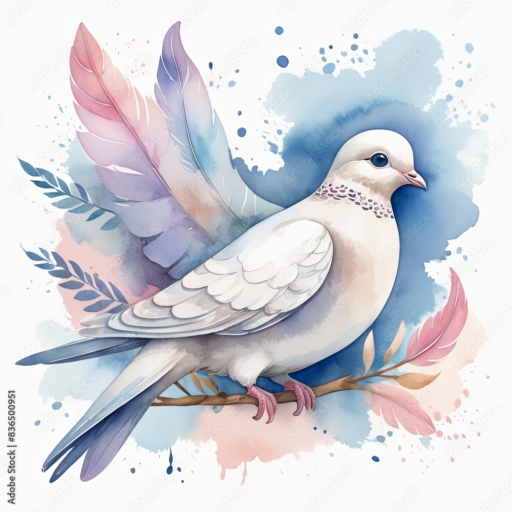 Obraz premium Watercolor Whimsy, a cute dove