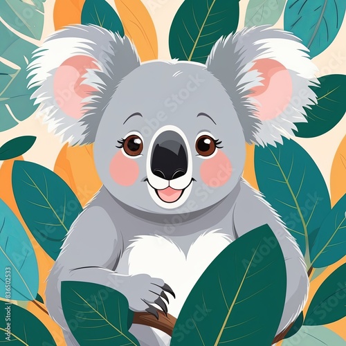 Playful Cartoon Style, a koala's face photo