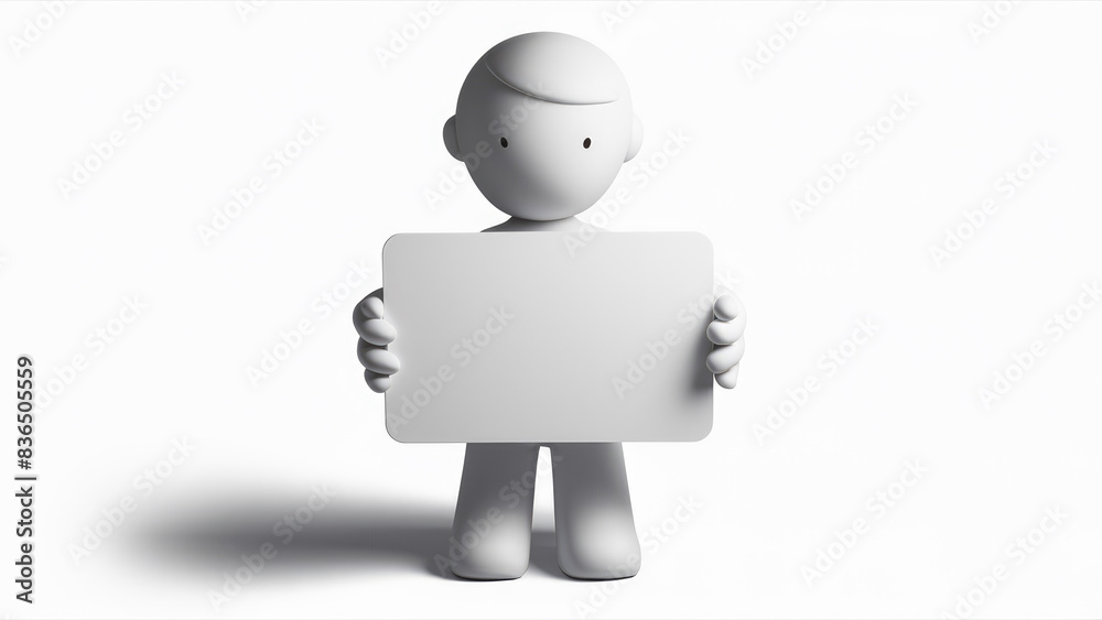 Minimalist Figure Displaying Blank Poster with Copy-Space Minimalist Figure Displaying Blank Poster with Copy-Space
