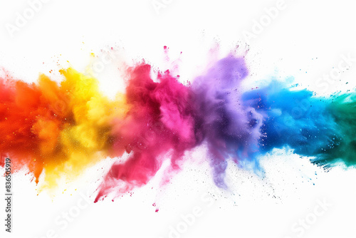 Wallpaper Mural colorful rainbow holi paint color powder explosion isolated white wide panorama on white background.


 Torontodigital.ca