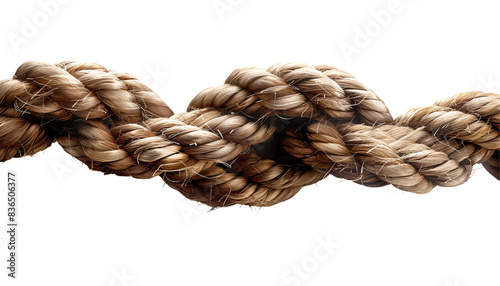 Segment of rope knotted die cut PNG style isolated on white and transparent background