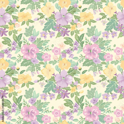 Wallpaper Mural Floral variety color, form natural, seamless fabric pattern. Torontodigital.ca