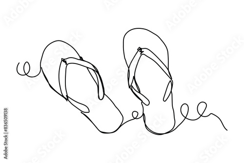 flip flops continuous line icon logo