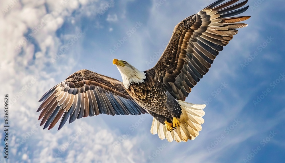 Fototapeta premium A Majestic Bald Eagle Soaring for Independence Day
