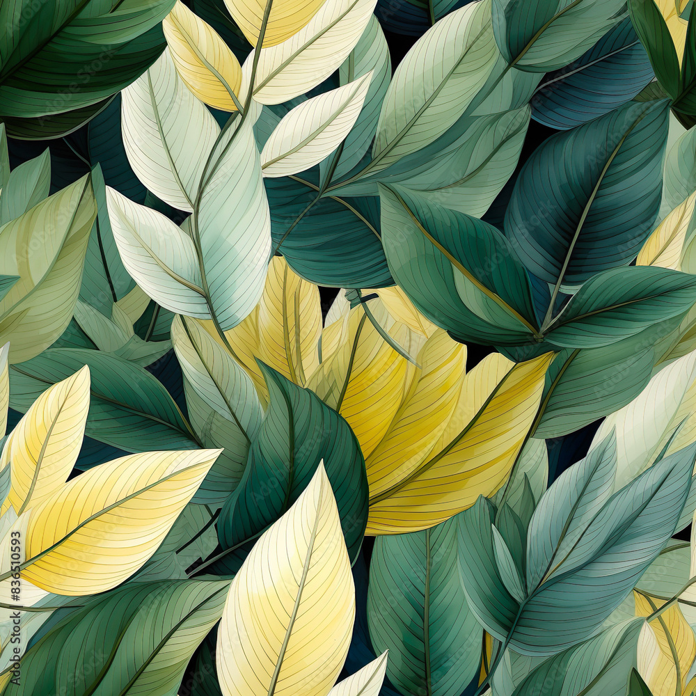 Abstract leaf cutout shapes seamless pattern. Contemporary art decoration wallpaper, organic nature symbol texture print
