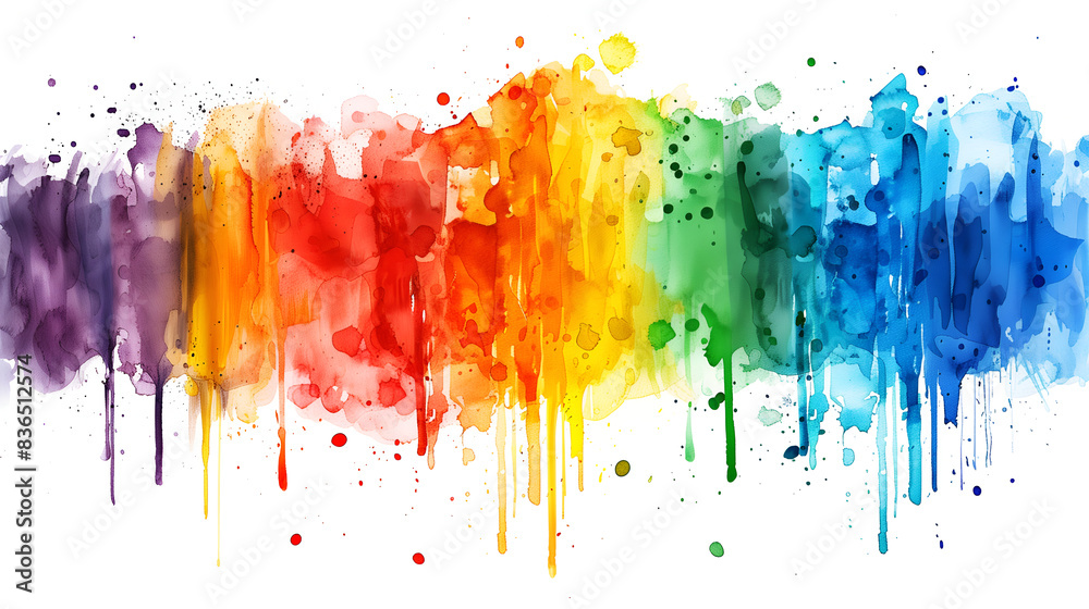 Fototapeta premium Rainbow watercolor paint splatter background