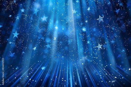 A wide banner with a pattern of stars and streaks, symbolizing the night sky during a sports event © Asaad