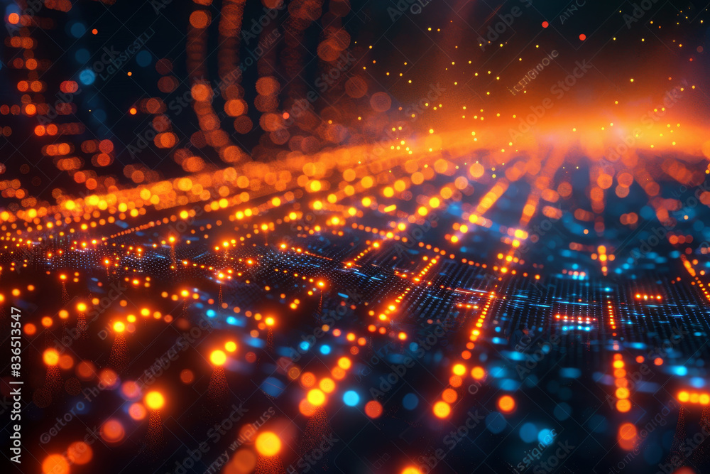 Obraz premium Digital background for tech, AI, neural networks, data, audio, graphics