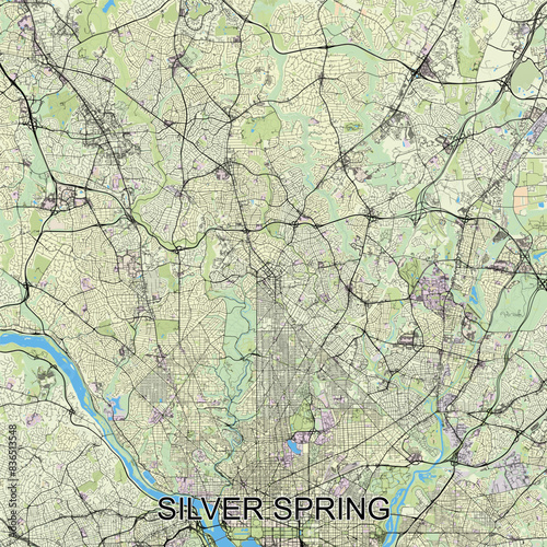 Silver Spring, Maryland, United States map poster art