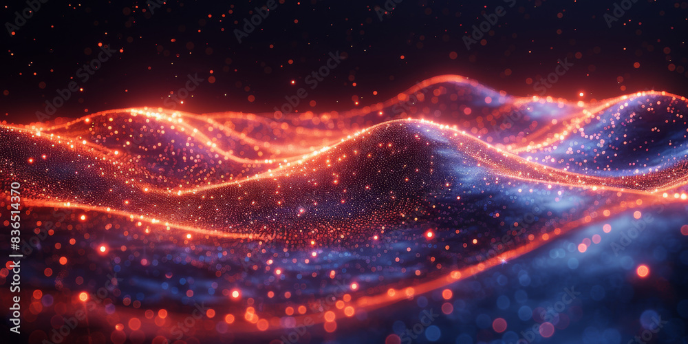 Obraz premium Digital background for tech, AI, neural networks, data, audio, graphics