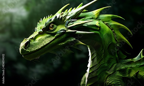 Plakat green dragon on a branch