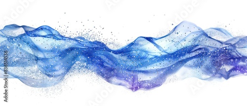 banner of a floating blue wavy stream of water on a flat white background