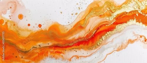 Wallpaper Mural abstract wallpaper with wavy watercolor effects in orange and liquid gold, nice texture and very artistic
 Torontodigital.ca