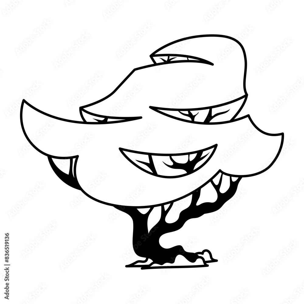 Tropical Tree icon. Minimalist Black and White Abstract Tree  illustration.