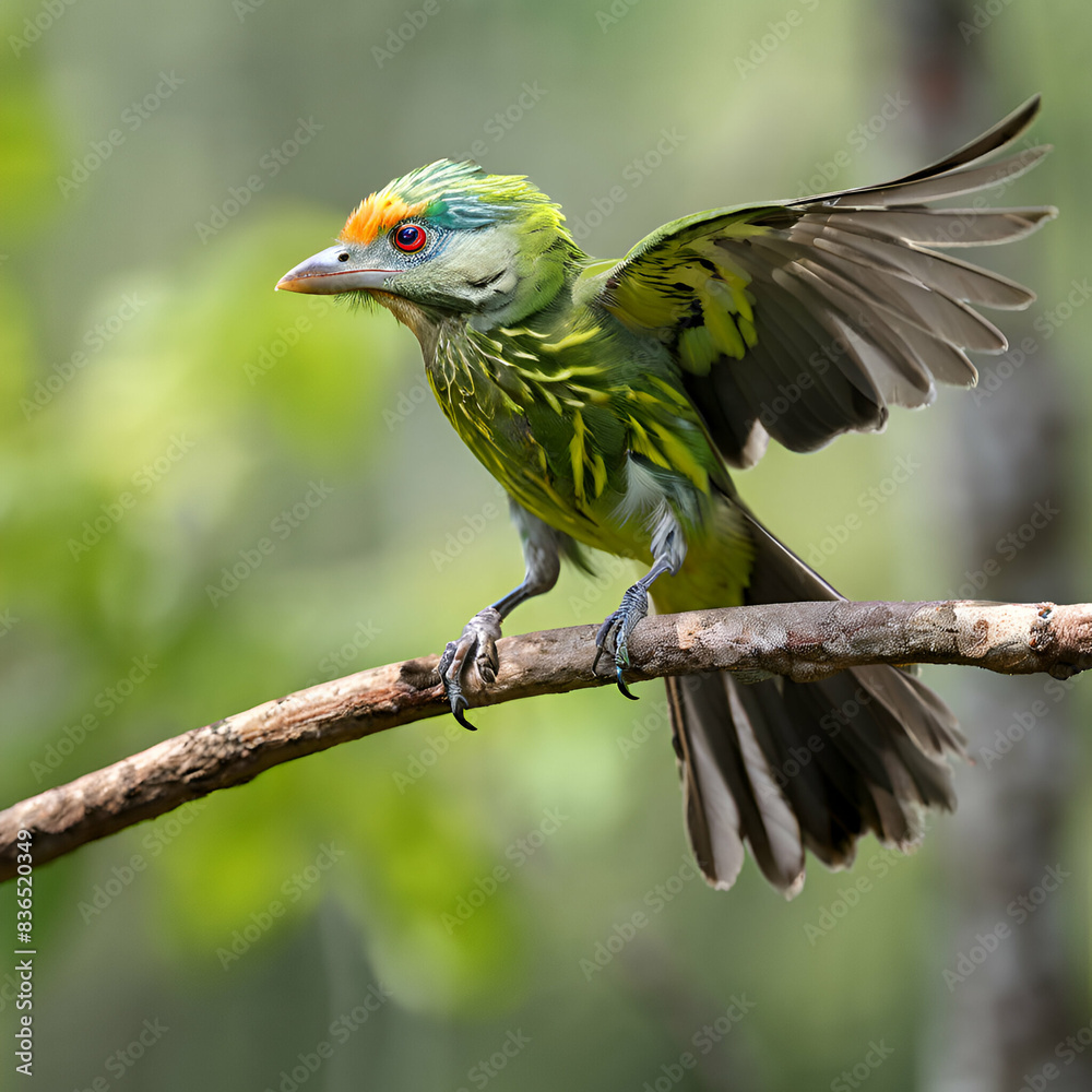 Obraz premium Lineated barbet on a flight