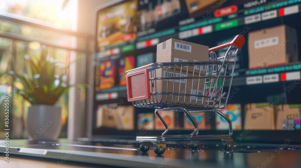 shopping carts in supermarket