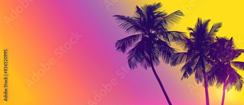 palm trees silhouette wallpaper with warm colors on a gradient background 