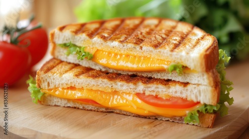 wallpaper of a grilled cheese sandwich with fresh vegetables, very professional and photographic setting 