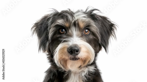 bearded collie dog wallpaper isolated on a neutral background, very photographic and professional 