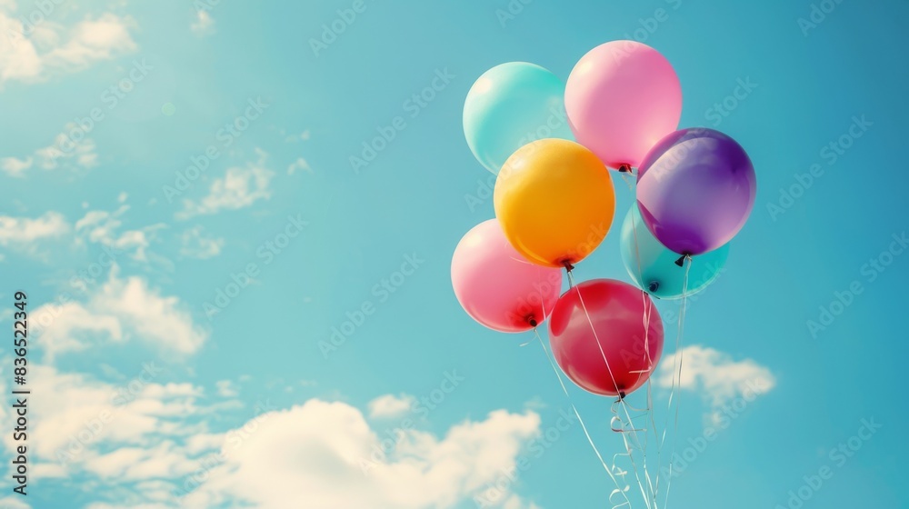 Balloons soar through the air on a sunny day, adding bursts of color to the clear blue sky, creating a joyful and festive scene.
Balloons soar through the air on a sunny day, adding bursts of color to the clear blue sky, creating a joyful and festive scene.