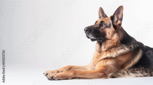 german shepherd dog wallpaper isolated on a neutral background, very photographic and professional 