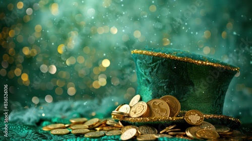 st. patrick's pay hat wallpaper adorned with gold coins on a vibrant green background 