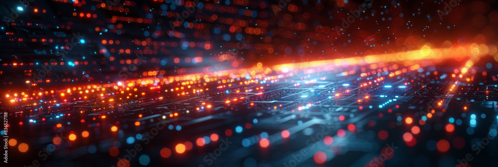 Fototapeta premium Digital background for tech, AI, neural networks, data, audio, graphics