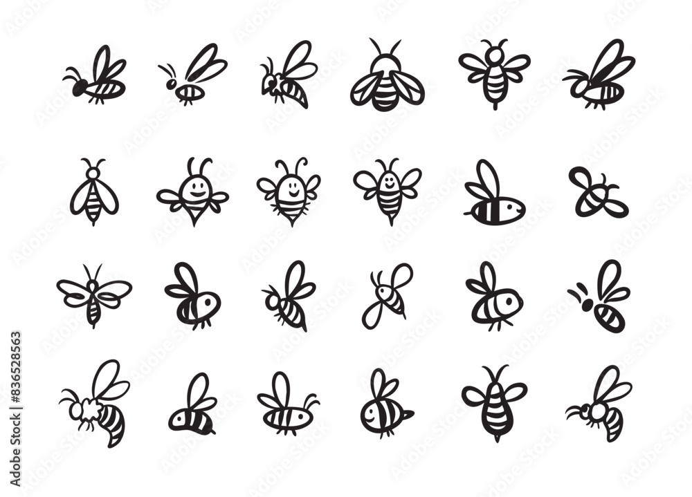 Fototapeta premium Doodle 360 degree. Hand drawn outline style set