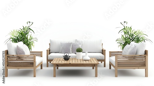 outdoor furniture set, modern and sleek, isolated white background