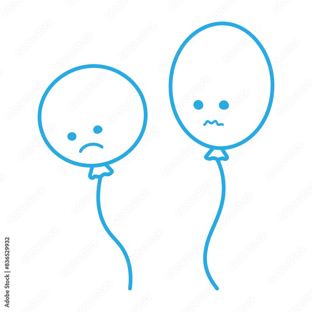 Outline air balloons with sad faces Cute characters Blue Monday greetings or invitations design idea Outline air balloons with sad faces Cute characters Blue Monday greetings or invitations design idea