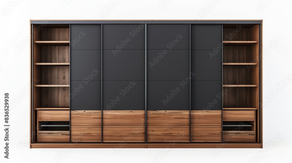Modern wardrobe, sliding doors, isolated white background Modern wardrobe, sliding doors, isolated white background