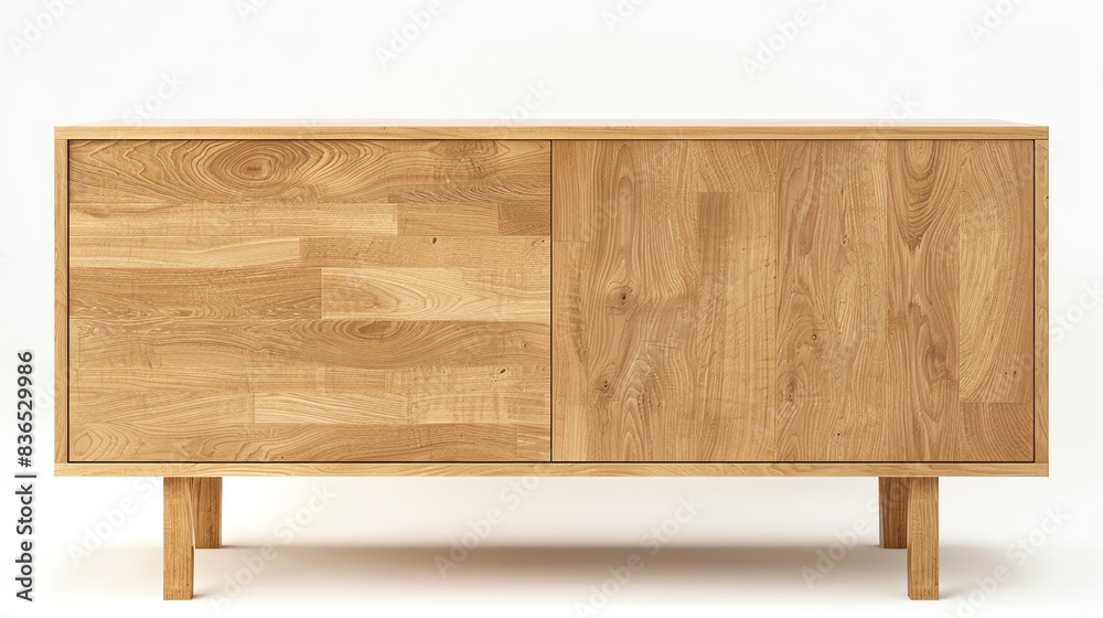 Scandinavian sideboard, light wood, isolated white background Scandinavian sideboard, light wood, isolated white background