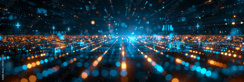 Fototapeta premium Digital background for tech, AI, neural networks, data, audio, graphics