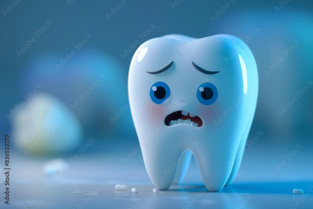 Cute cartoon character of tooth. Sad and calling for help. Cute cartoon character of tooth. Sad and calling for help.