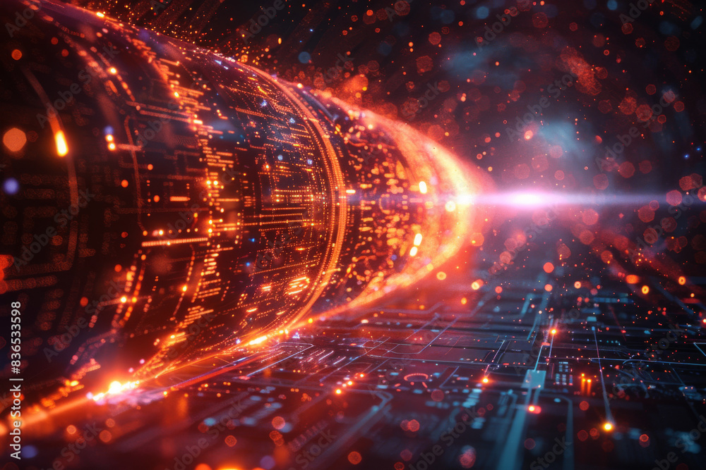 Fototapeta premium Digital background for tech, AI, neural networks, data, audio, graphics