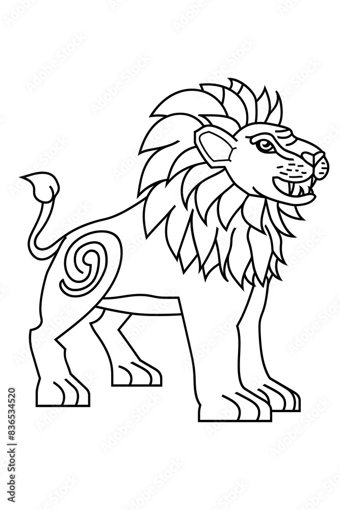 Fototapeta premium minimalistic line art, botanical with shape of lion