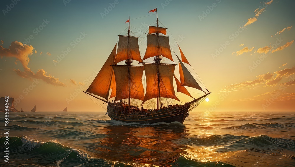 Obraz premium Sailing into the Sunset