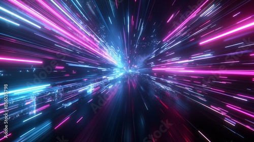 Dynamic Light Trails in Space with Neon Colors