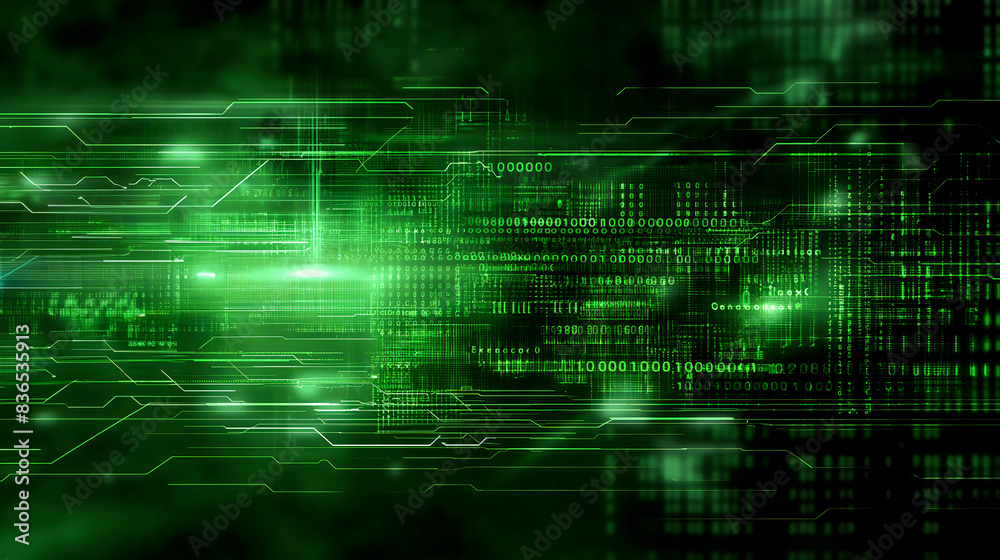 Green Digital Matrix Background with Binary Code Green Digital Matrix Background with Binary Code