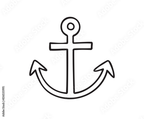 Anchor Doodle outline hand drawn icon