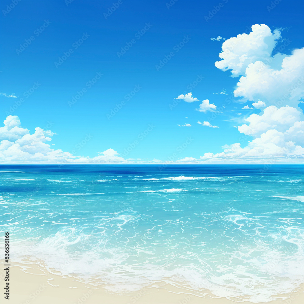 Fototapeta premium 美しい青い海と空 Generative AI
