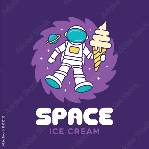Space Ice Cream Astronaut Logo Vector