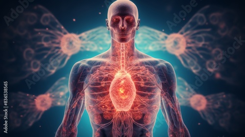 Visualizing Cancer Progression on the Human Body - 3D Medical Illustration Concept photo
