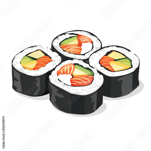 Sushi rolls isolated on white background