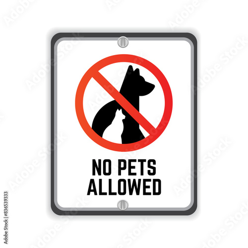 No pets allowed sign. Prohibition sign with no pets icon in flat style. Eps10 vector illustration
