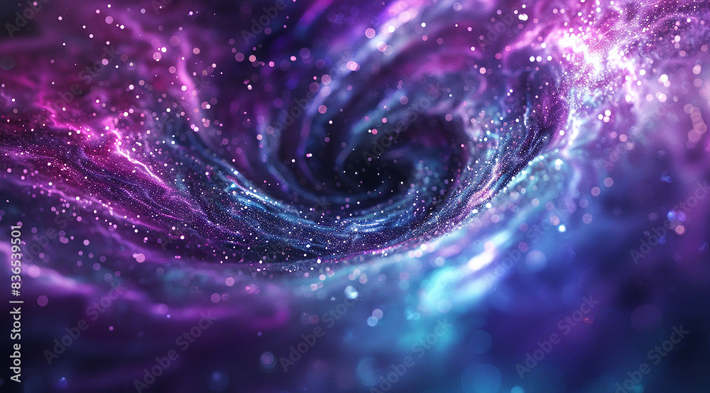 purple and blue light swirl background with sparkles