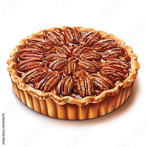 Pecan pie isolated on white background