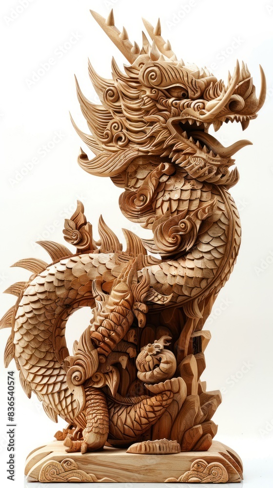 Beautiful wood carvings of mythical animals.