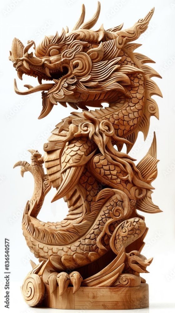 Beautiful wood carvings of mythical animals.