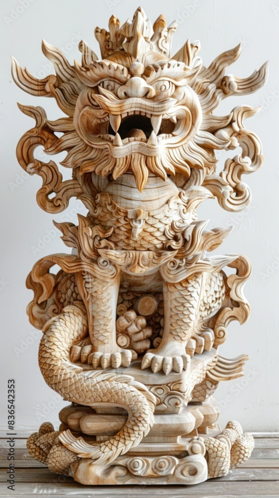 Beautiful wood carvings of mythical animals. Beautiful wood carvings of mythical animals.